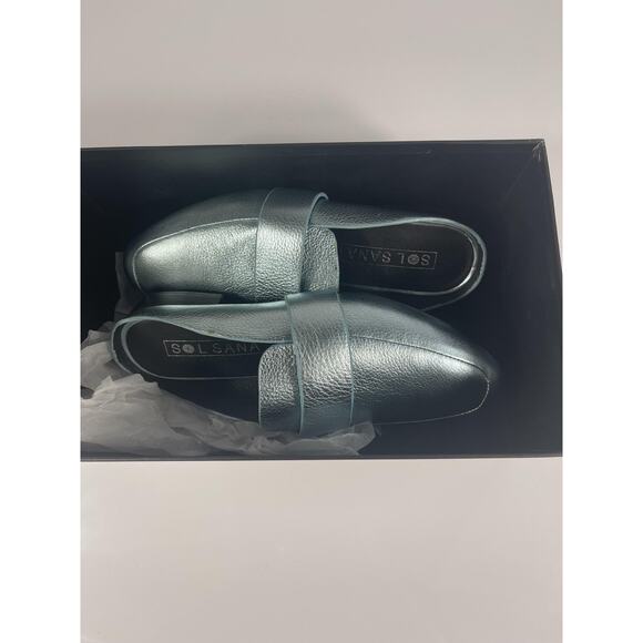 Sol Sana Renold Slide Shoes Women's Size 36 Blue Metallic Leather Loafers New - Picture 2 of 9